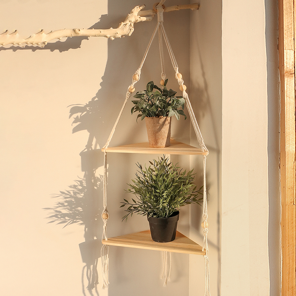 Home Bar Shelves - 1/2/3-tier Floating Wall Shelf Wood Triangle