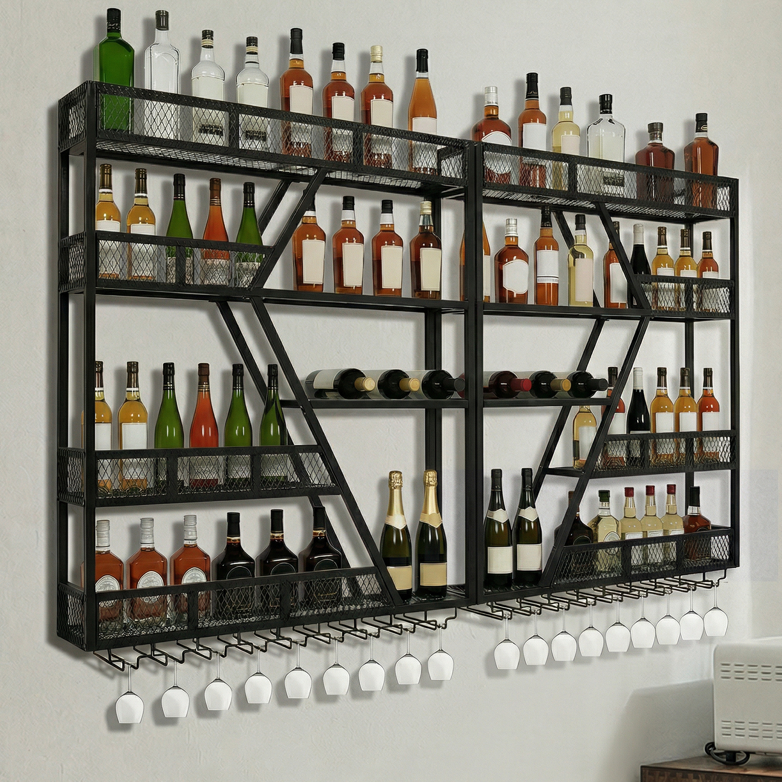 Home Bar Shelf - 3/4 Tier Wall Mounted Bar Shelves