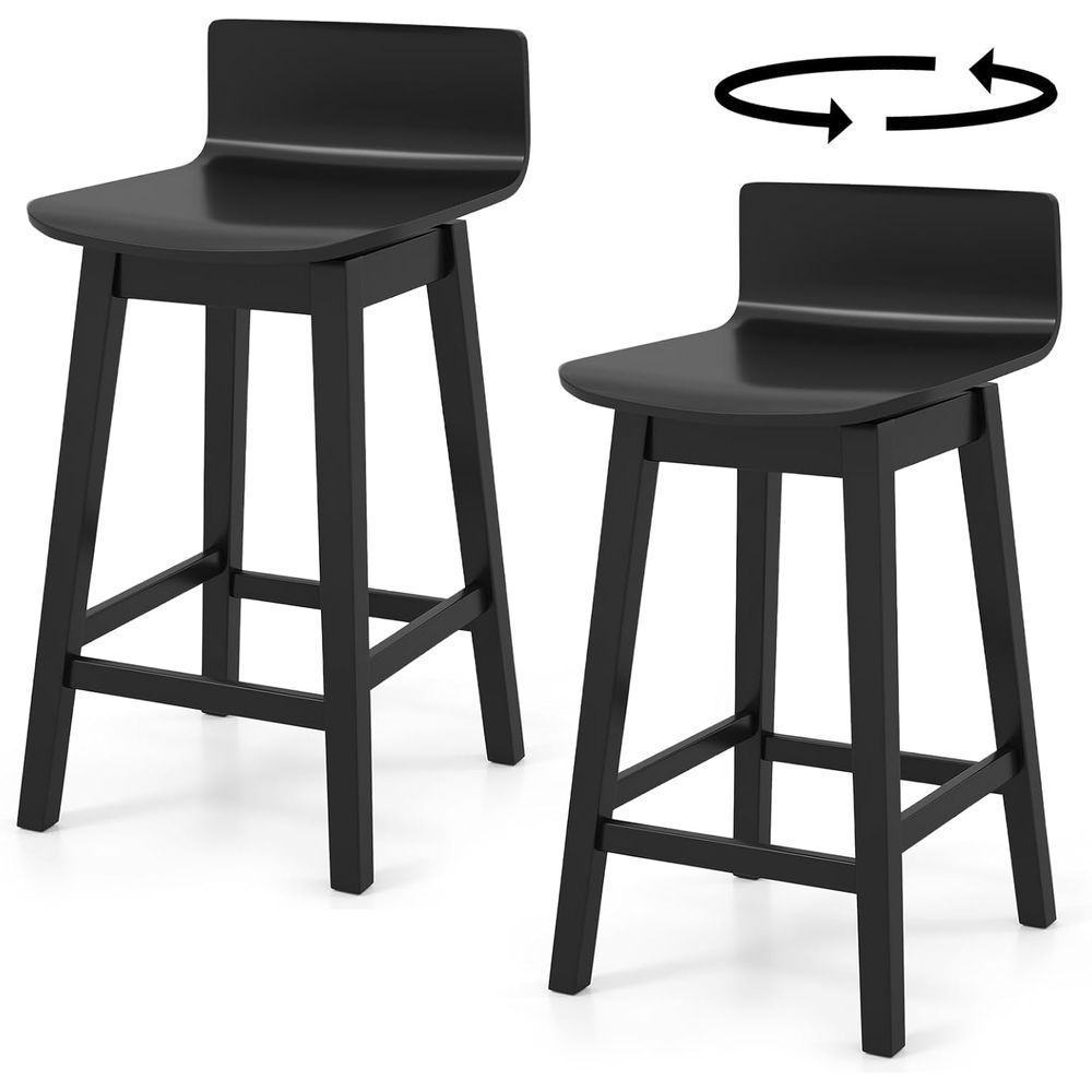 Home Bar And Counter - Swivel Solid Wood Bar Stools Set