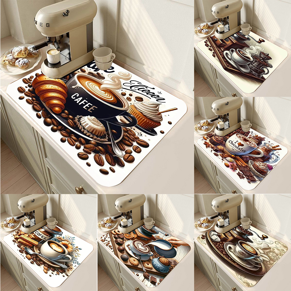 Bar Mat Rubber - Coffee Cup Drying Mat Non-slip Absorbent