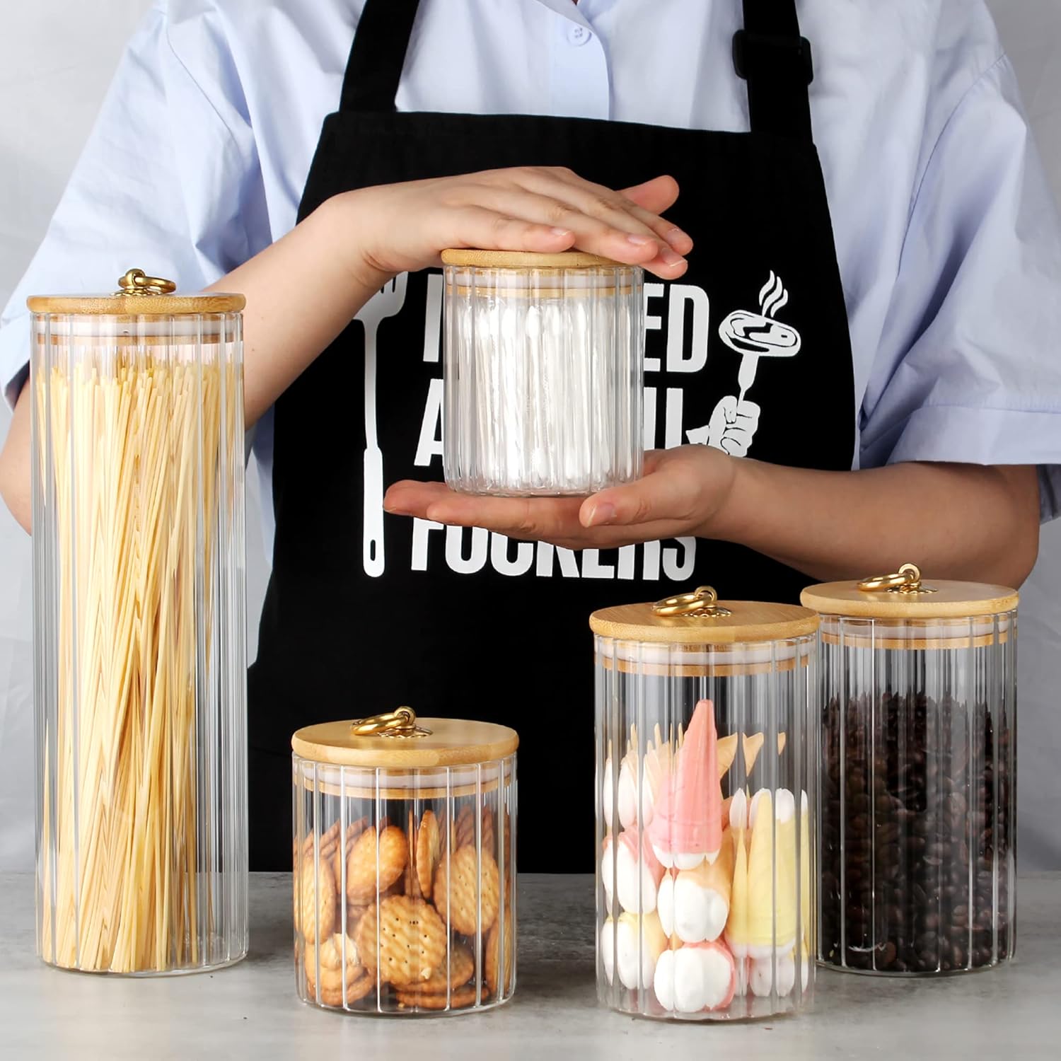 Glass Storage Jars Set of 5, D - Home Bar Set recensione e prezzo