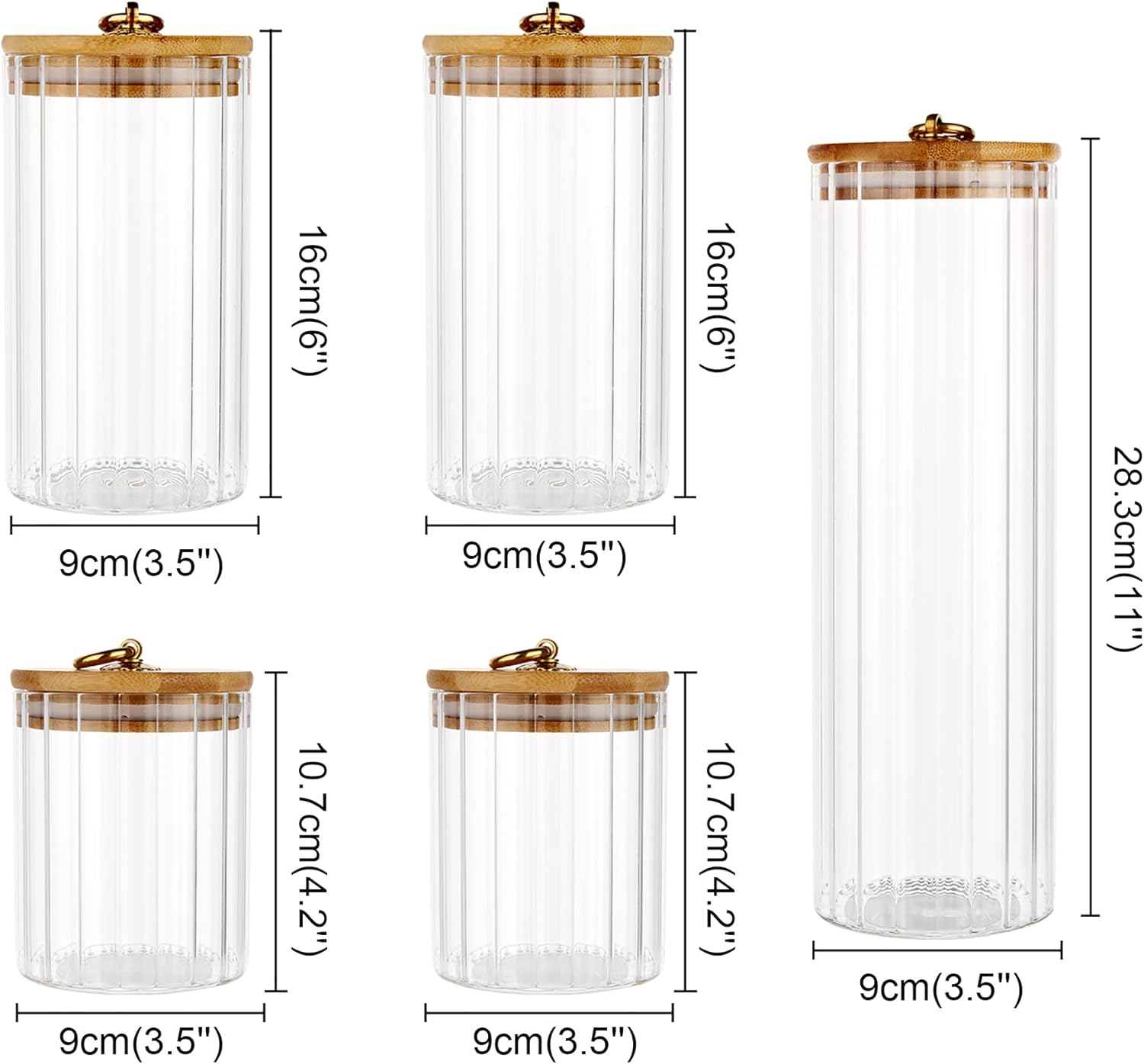 Glass Storage Jars Set of 5, D - Home Bar Set recensione e prezzo