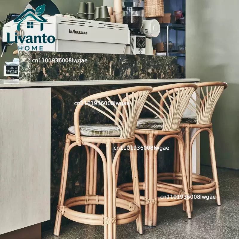 Natural Rattan Bar Stools with - Home Bar Seating recensione e prezzo
