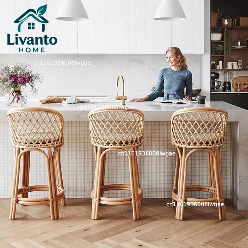 Natural Rattan Bar Stools with - Home Bar Seating recensione e prezzo