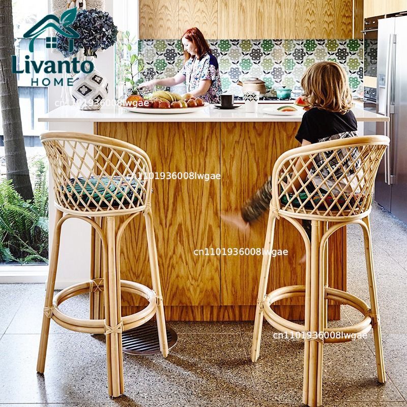 Natural Rattan Bar Stools with - Home Bar Seating recensione e prezzo