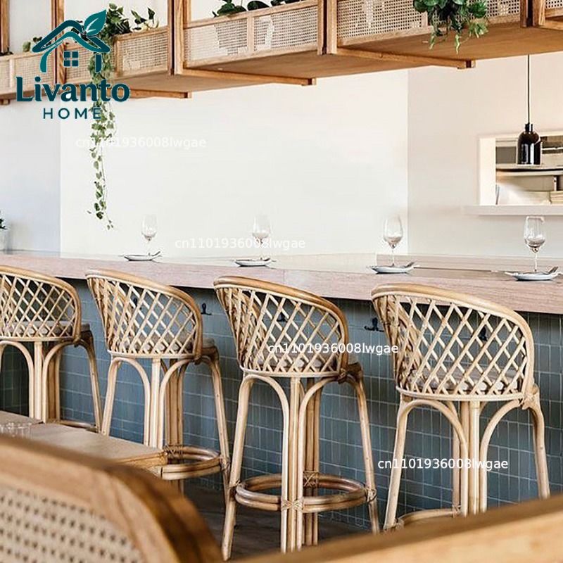 Natural Rattan Bar Stools with - Home Bar Seating recensione e prezzo
