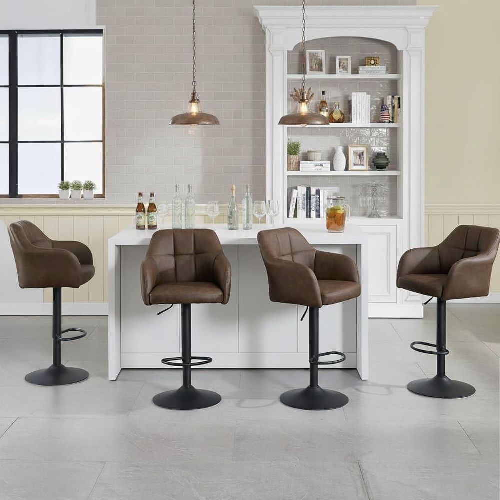 Set of 4 Swivel Leather Bar St - Home Bar And Counter recensione e prezzo
