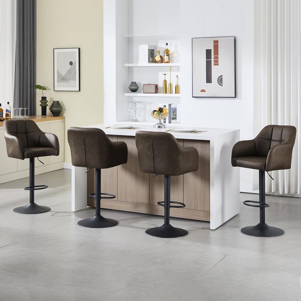Set of 4 Swivel Leather Bar St - Home Bar And Counter recensione e prezzo