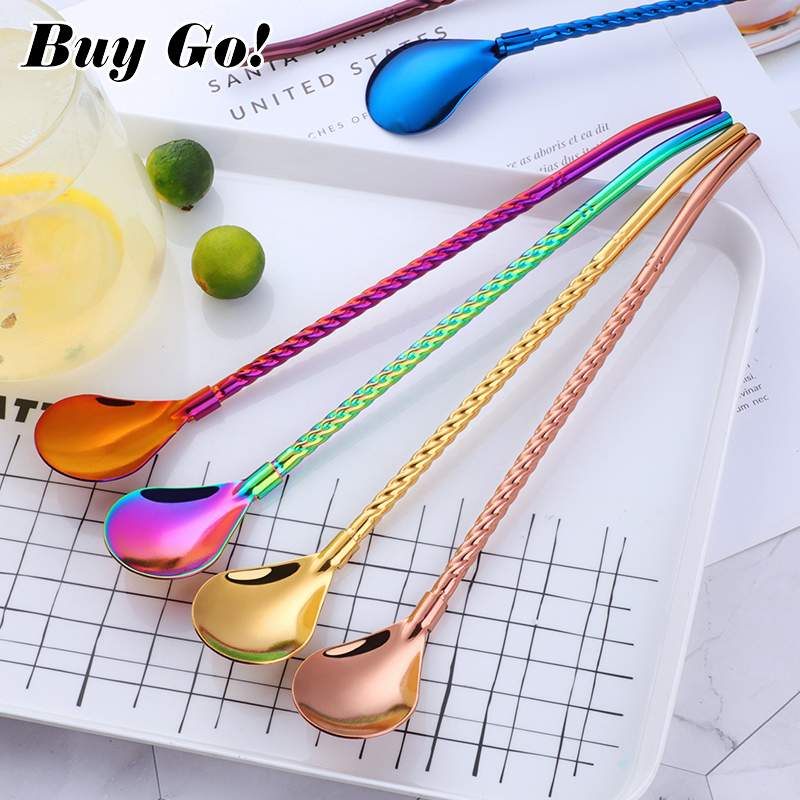 1PC Long Big Twisted Straw Spo - Bar Spoon Twisted recensione e prezzo