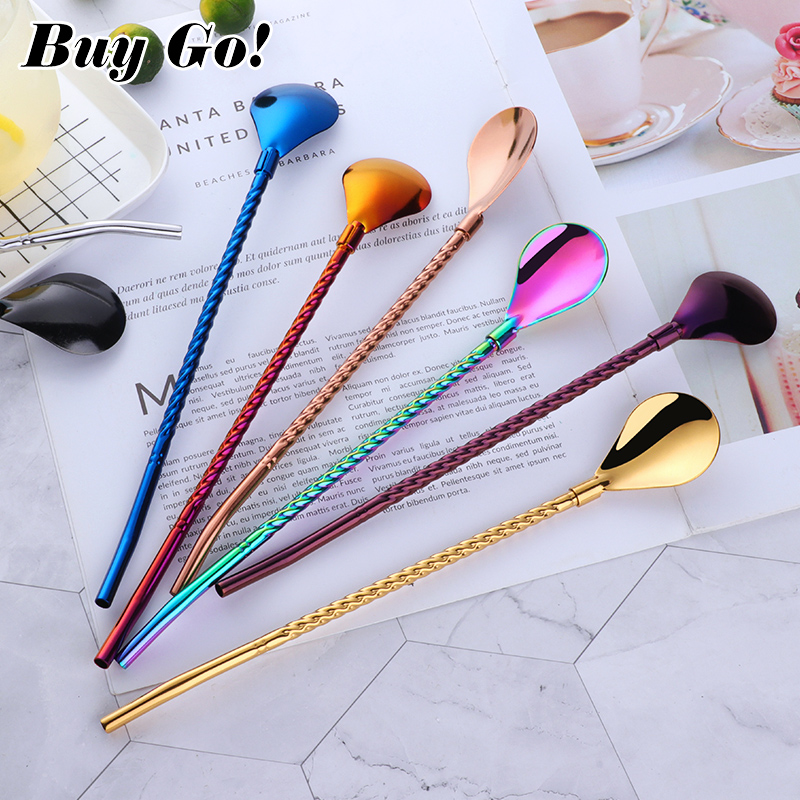 1PC Long Big Twisted Straw Spo - Bar Spoon Twisted recensione e prezzo