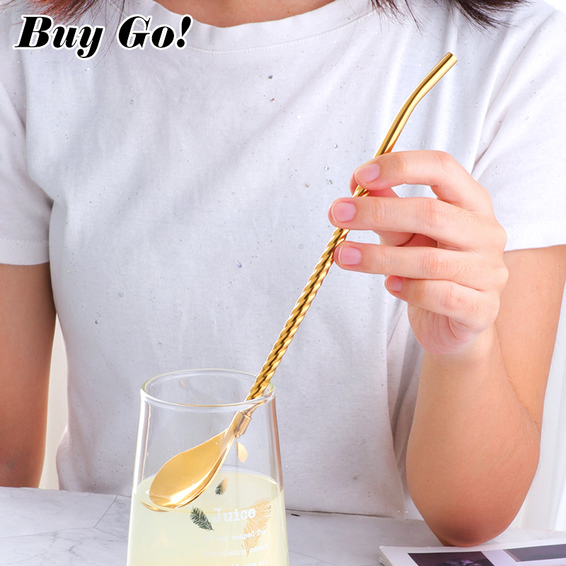 1PC Long Big Twisted Straw Spo - Bar Spoon Twisted recensione e prezzo