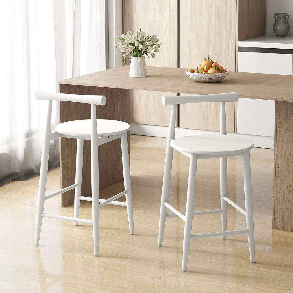 Set of 2 White Wooden Bar Chai - Home Bar And Counter recensione e prezzo