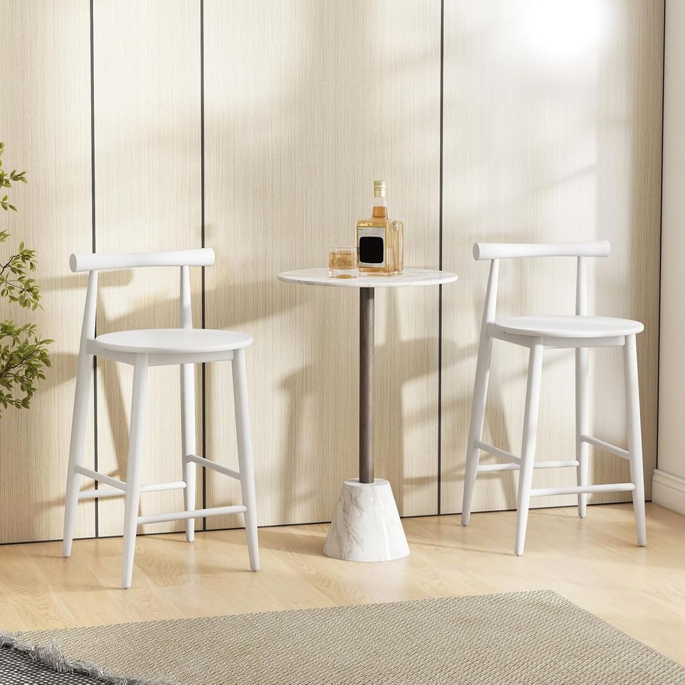 Set of 2 White Wooden Bar Chai - Home Bar And Counter recensione e prezzo
