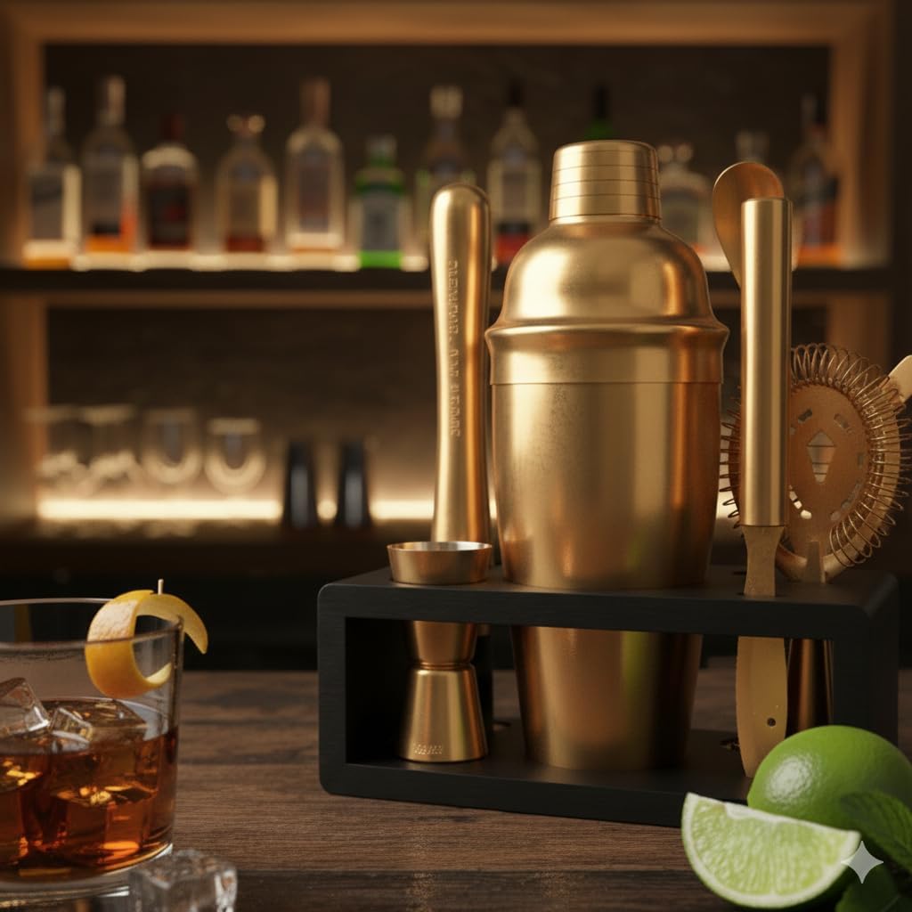 Antique Gold Cocktail Shaker S - Cocktail Recipe Book recensione e prezzo