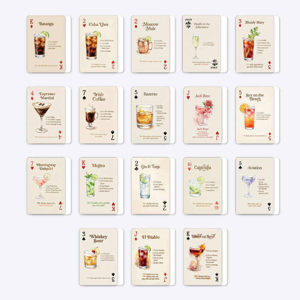 54pcs Cocktail Recipes Playing - Cocktail Recipe Book recensione e prezzo