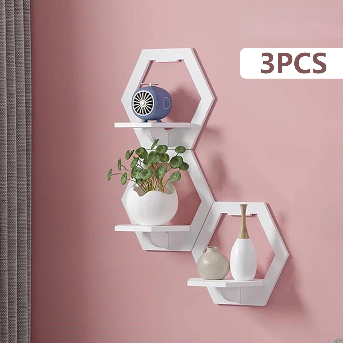 3Pcs Hexagon Wall Shelf Punch  - Home Bar Shelves recensione e prezzo