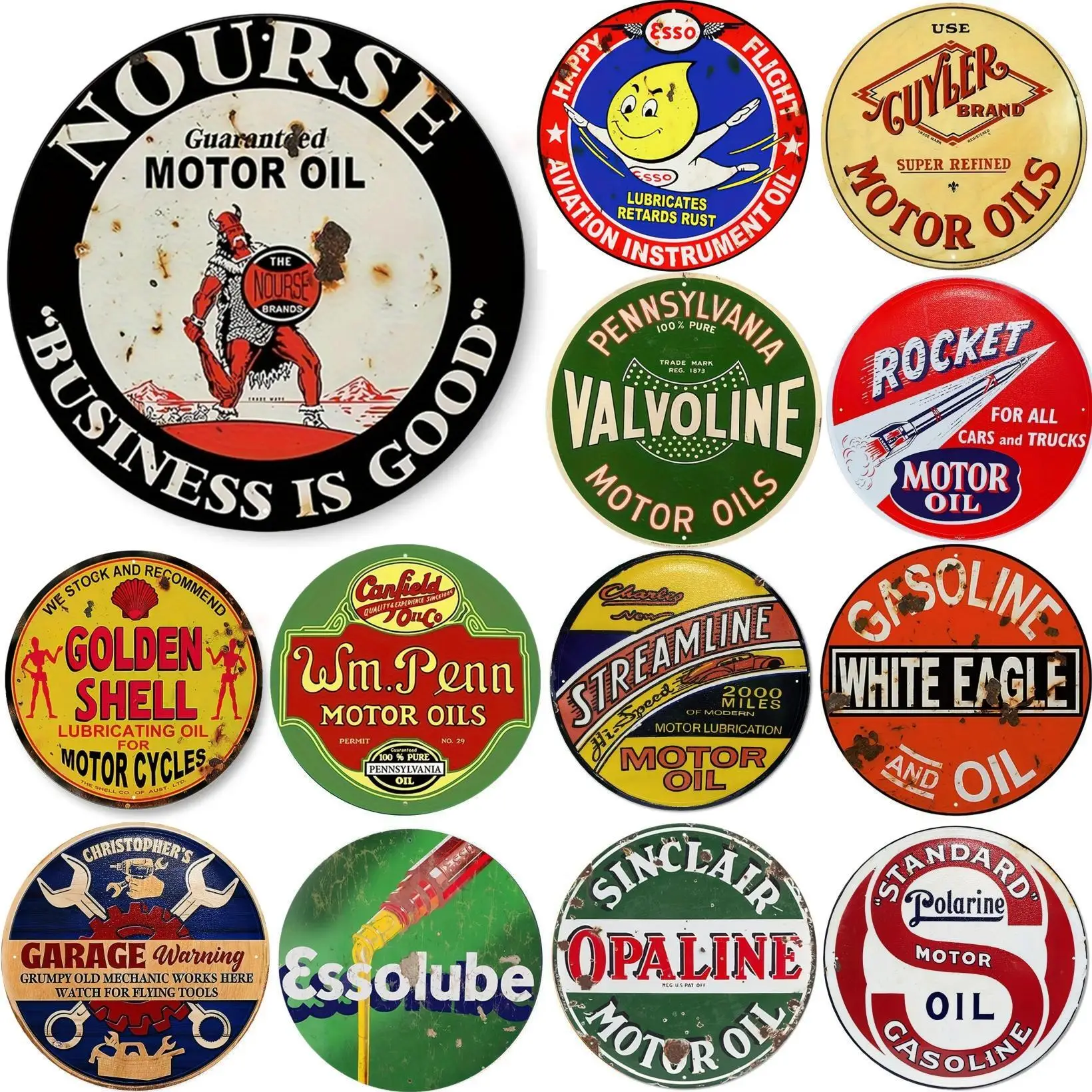 Vintage Motor Oil Sign Round M - Home Bar And Restaurant recensione e prezzo