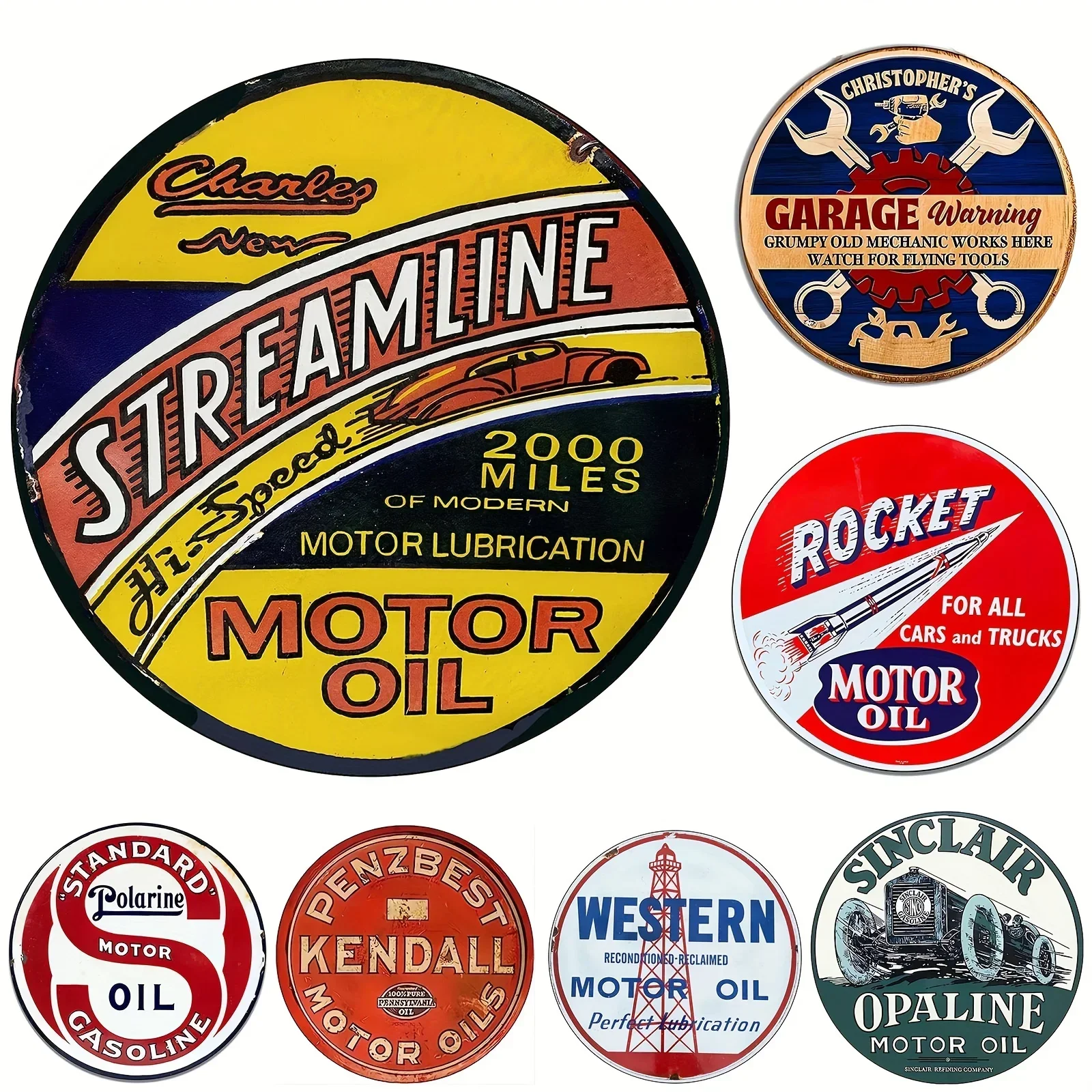 Vintage Motor Oil Sign Round M - Home Bar And Restaurant recensione e prezzo