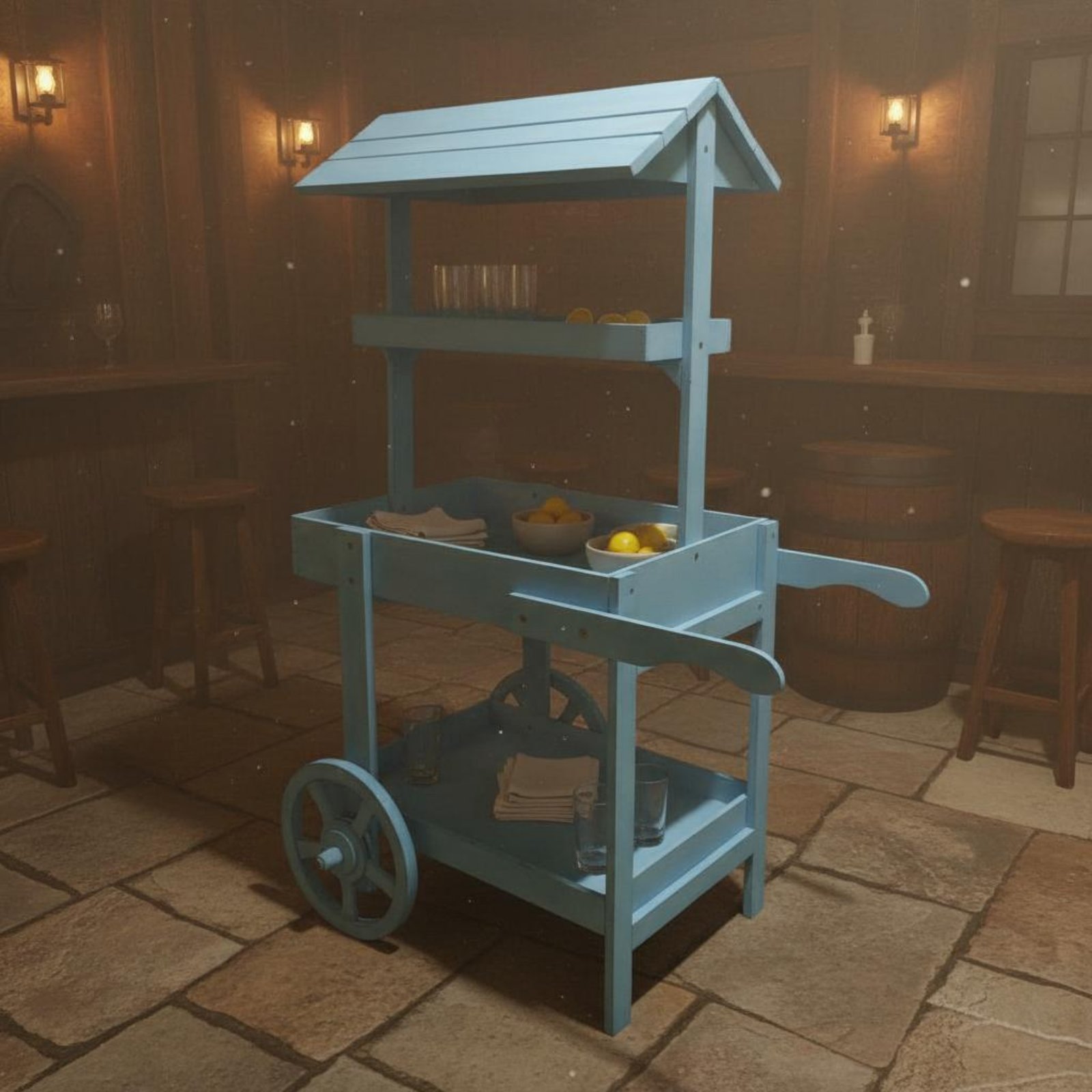 Rustic Display Trolley Wheeled - Home Bar Shelf recensione e prezzo