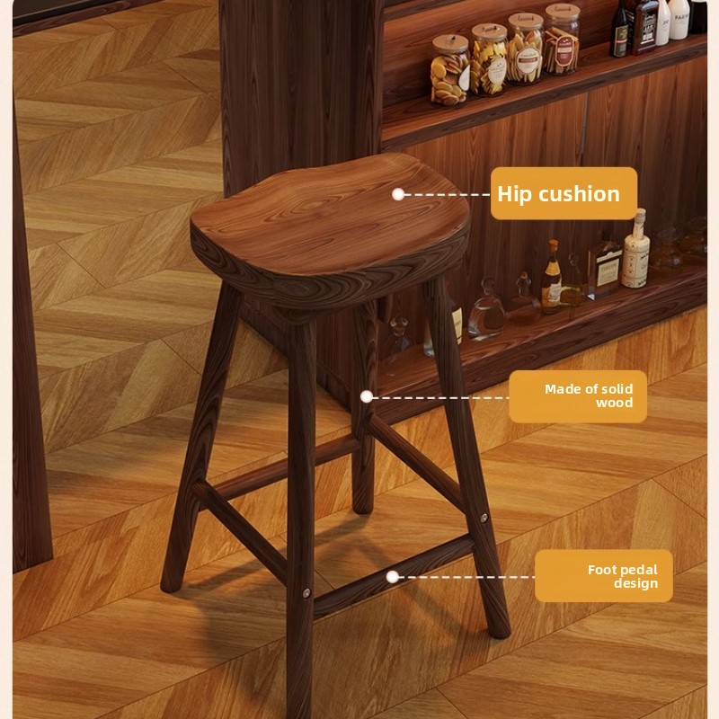 Solid Wood Curved Bar Stool Hi - Home Bar Seating recensione e prezzo