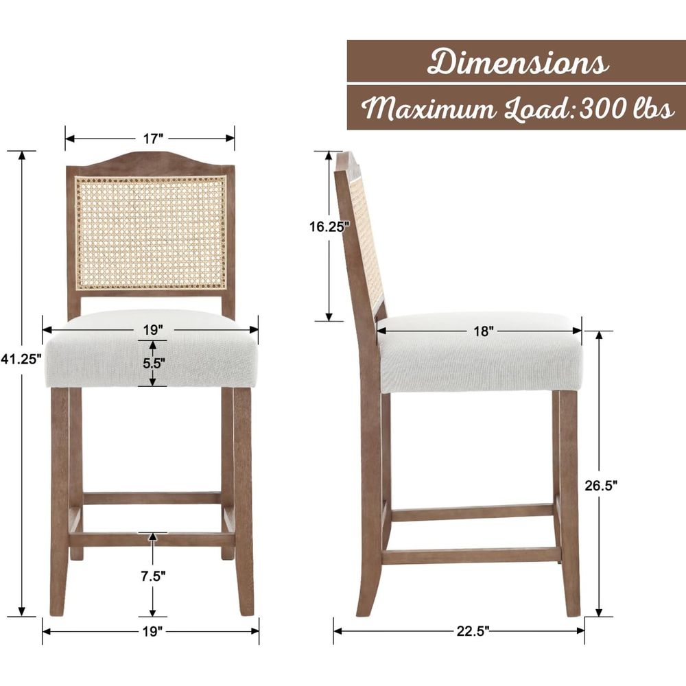 Set of 4 Linen Beige Cane Back - Home Bar And Counter recensione e prezzo