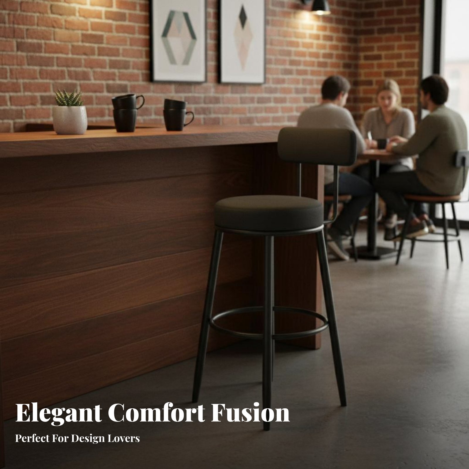 Upholstered Stool with Low Rea - Home Bar Seating recensione e prezzo