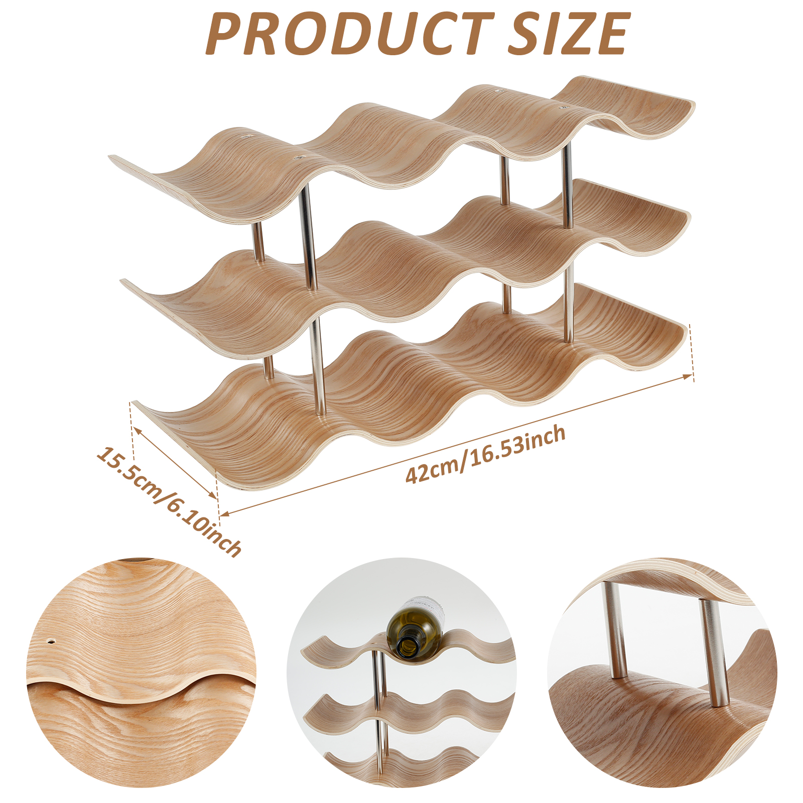 2/3-Tier Wooden Wine Rack Wavy - Home Bar And Cabinet recensione e prezzo