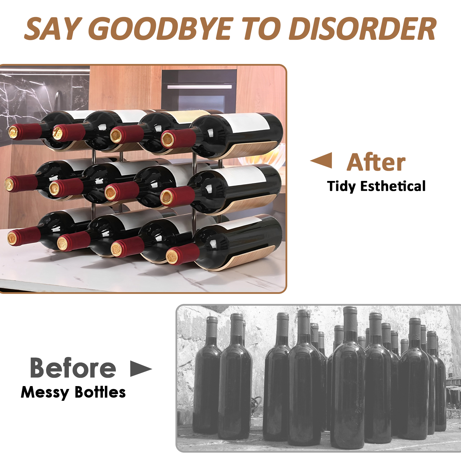 2/3-Tier Wooden Wine Rack Wavy - Home Bar And Cabinet recensione e prezzo