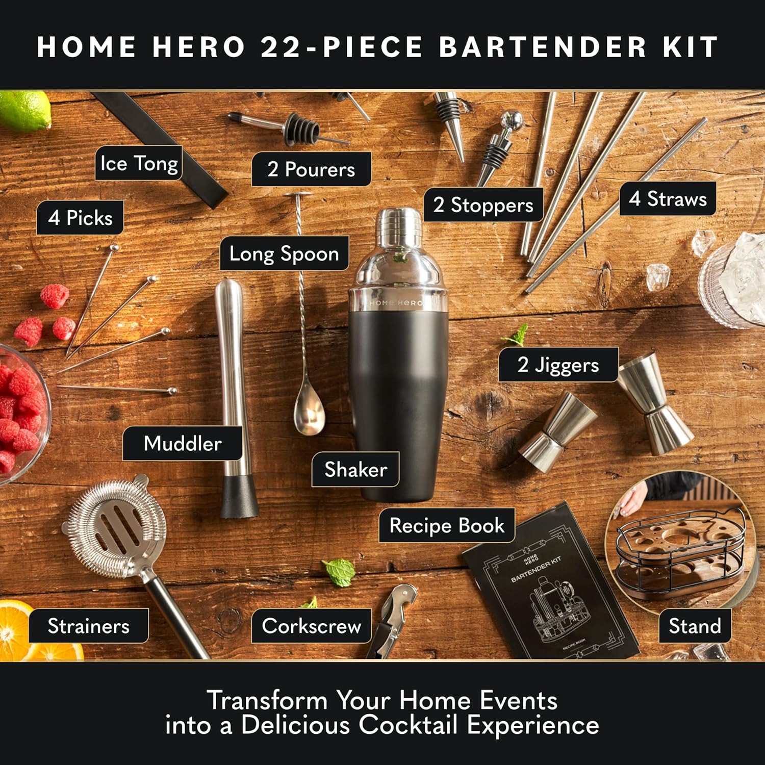 Bartender Kit - 22-Piece Cockt - Cocktail Recipe Book recensione e prezzo