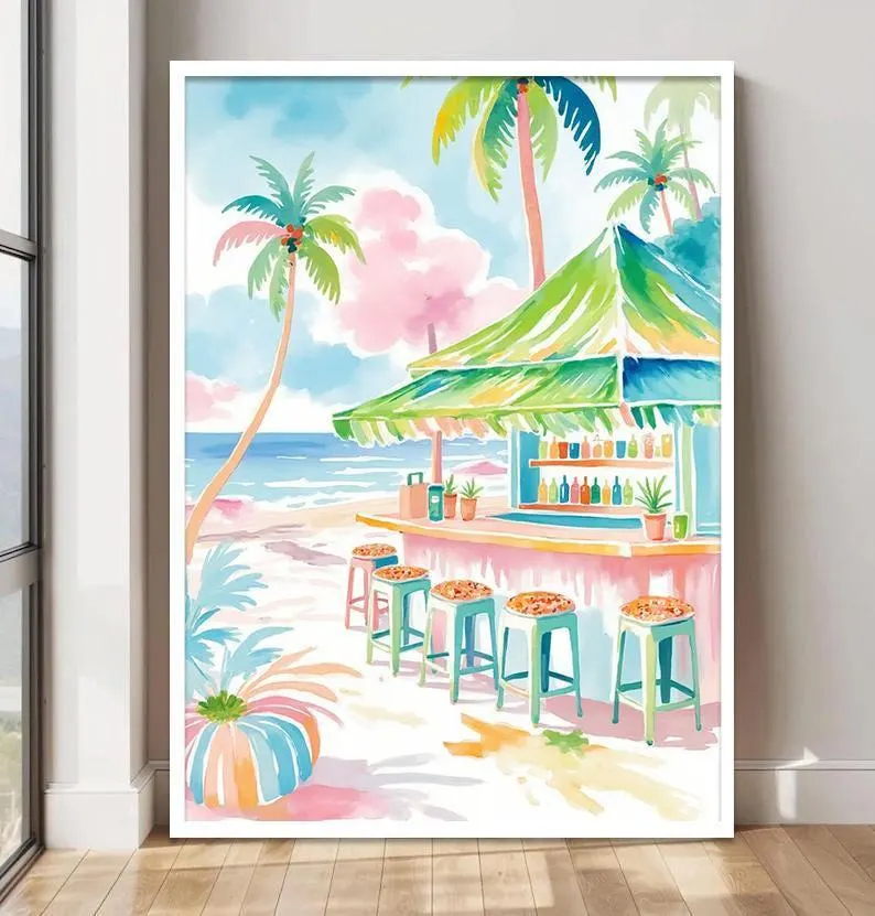 Boho Tropical Watercolor Wall  - Home Bar Set recensione e prezzo
