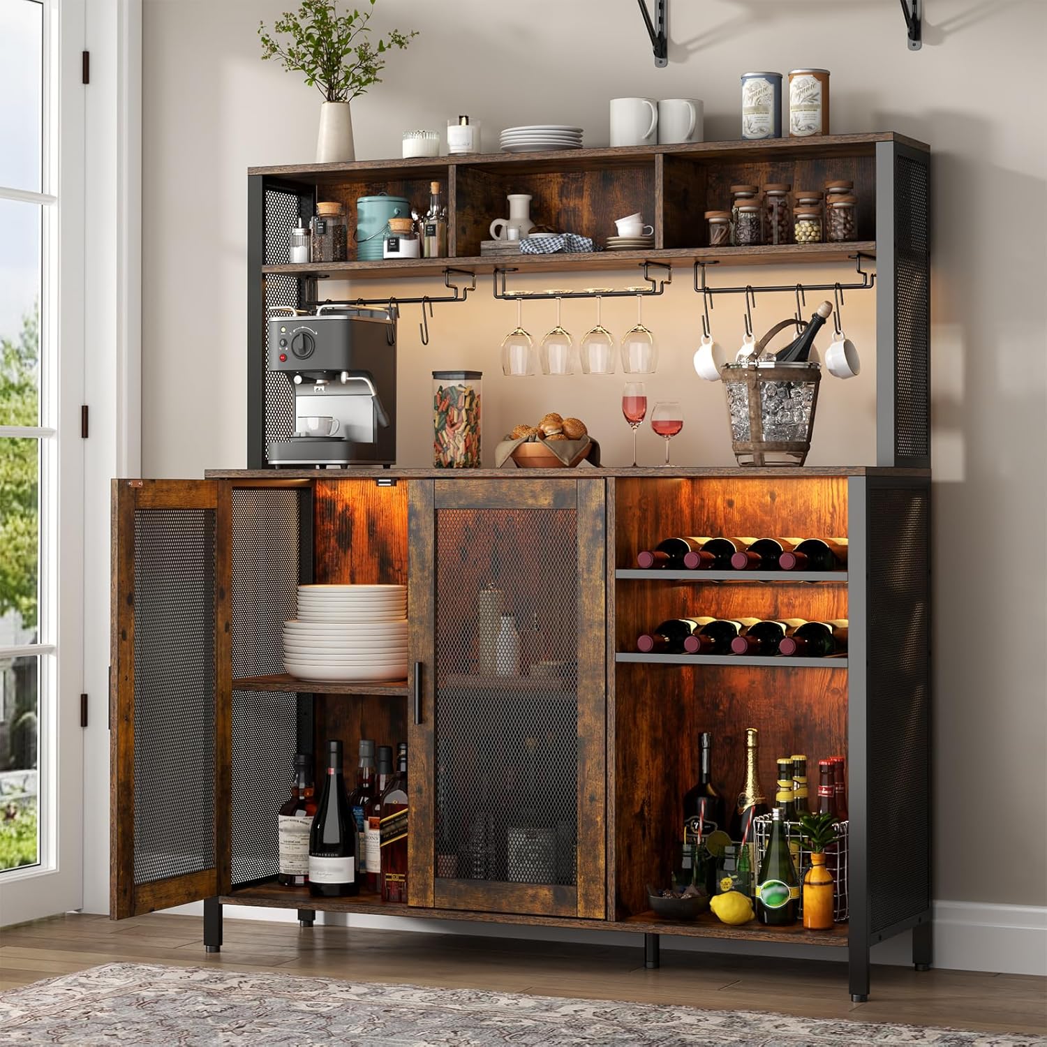 Wine Bar Cabinet with LED Ligh - Home Bar Setup recensione e prezzo