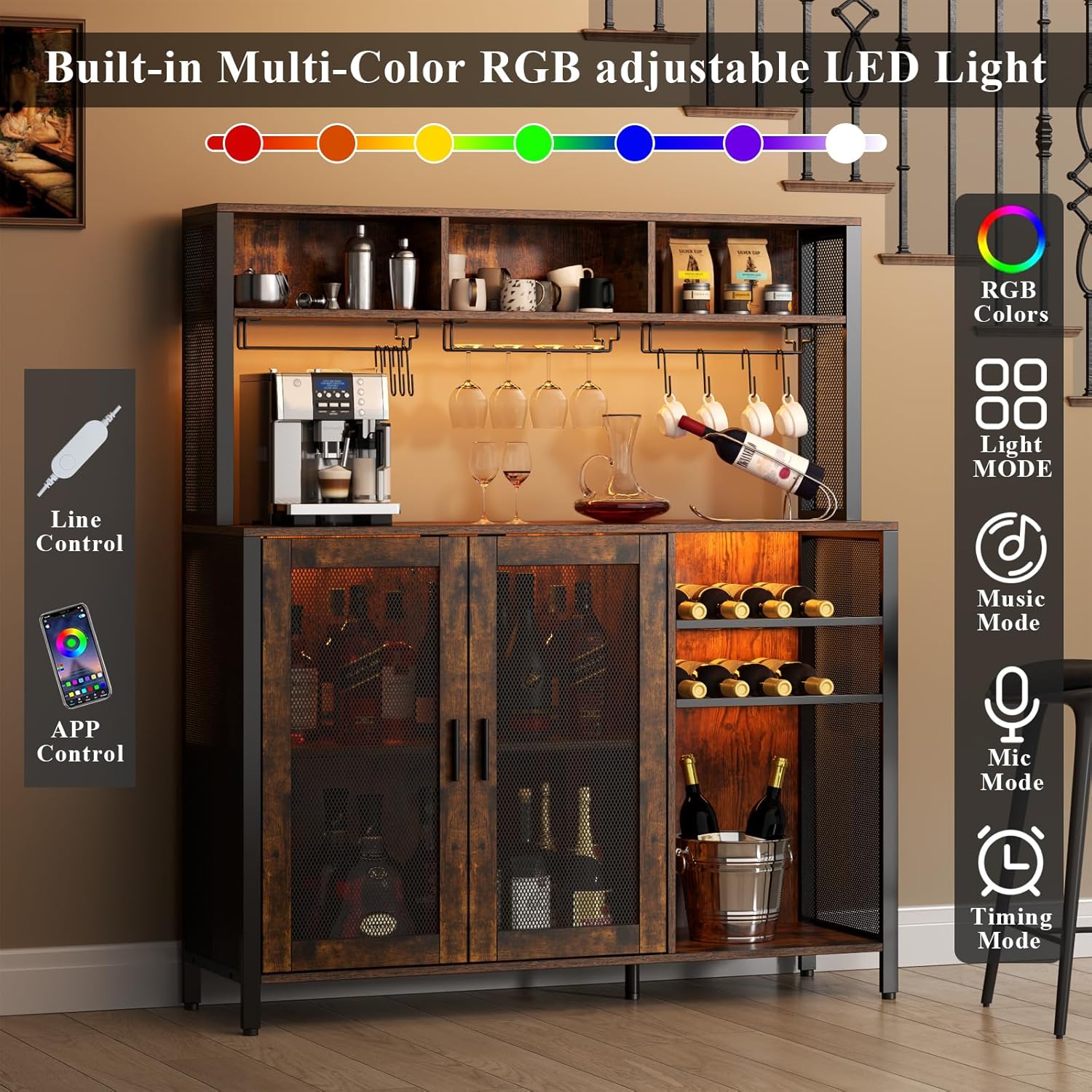 Wine Bar Cabinet with LED Ligh - Home Bar Setup recensione e prezzo