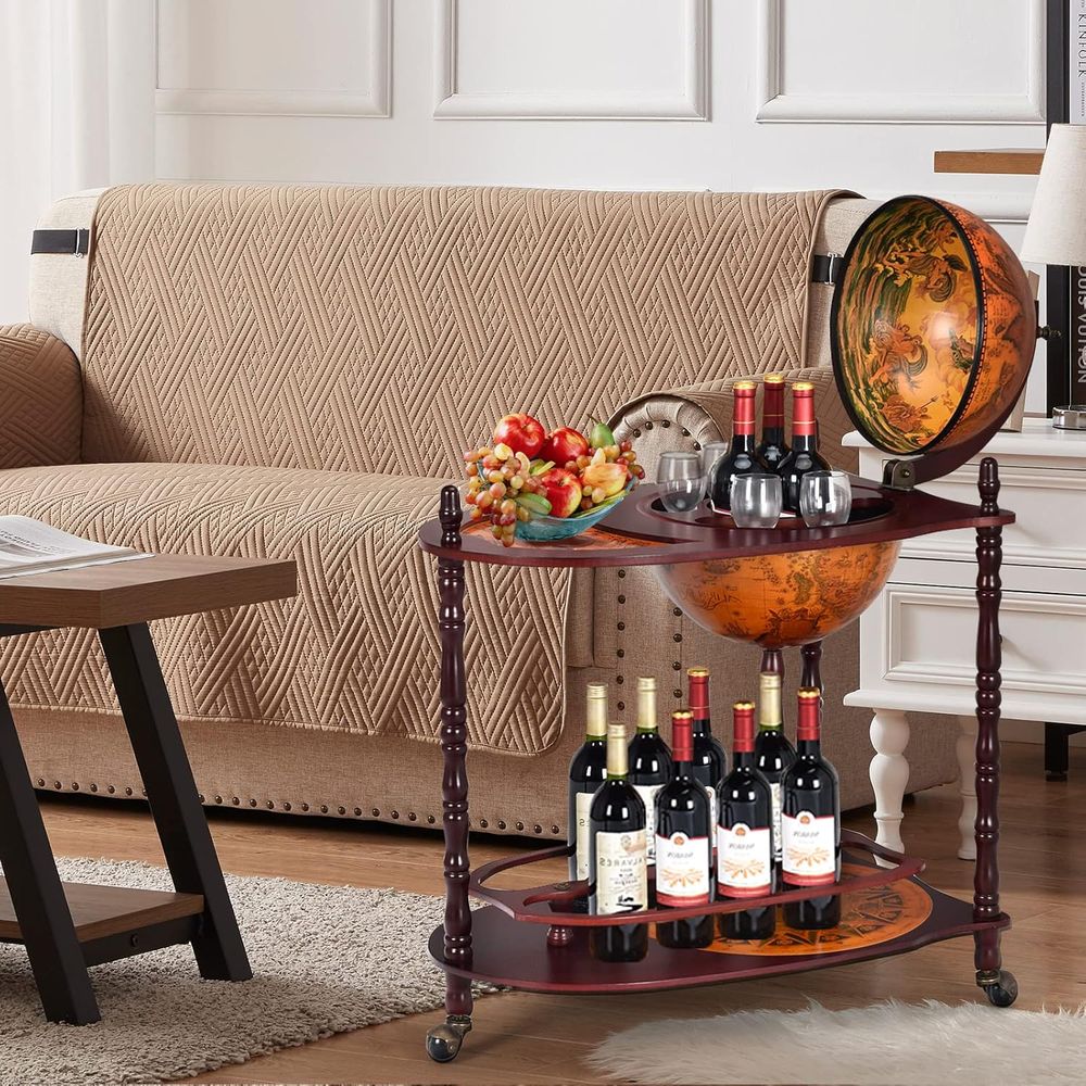 Vintage 34.5 Wheeled Globe Bar - Home Bar Shelf recensione e prezzo