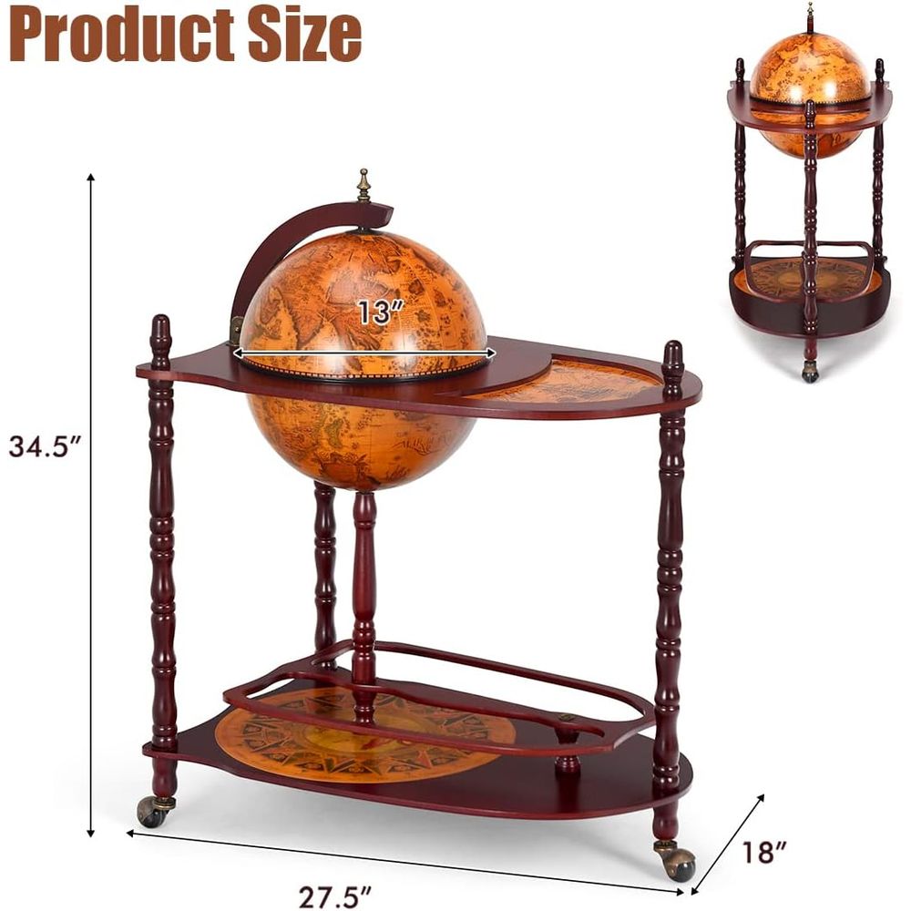 Vintage 34.5 Wheeled Globe Bar - Home Bar Shelf recensione e prezzo