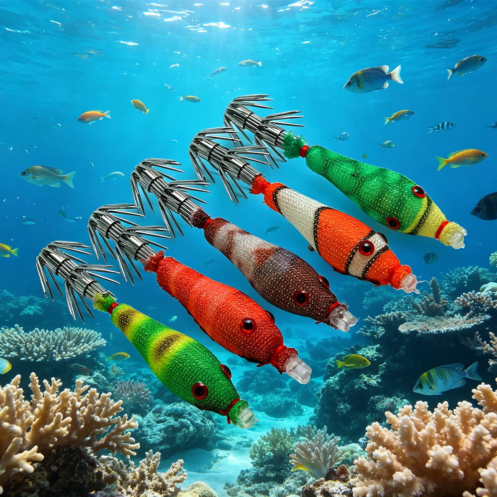 5 Pcs Squid Soft Baits, Lumino - Jigger Double Sided recensione e prezzo