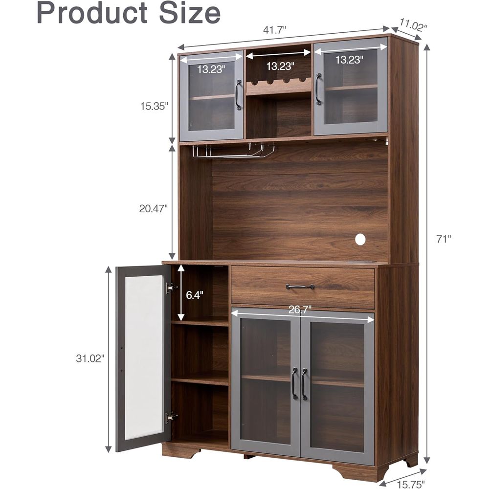 71 Tall Pantry Cabinet with Gl - Home Bar Setup recensione e prezzo