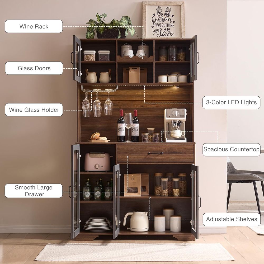 71 Tall Pantry Cabinet with Gl - Home Bar Setup recensione e prezzo