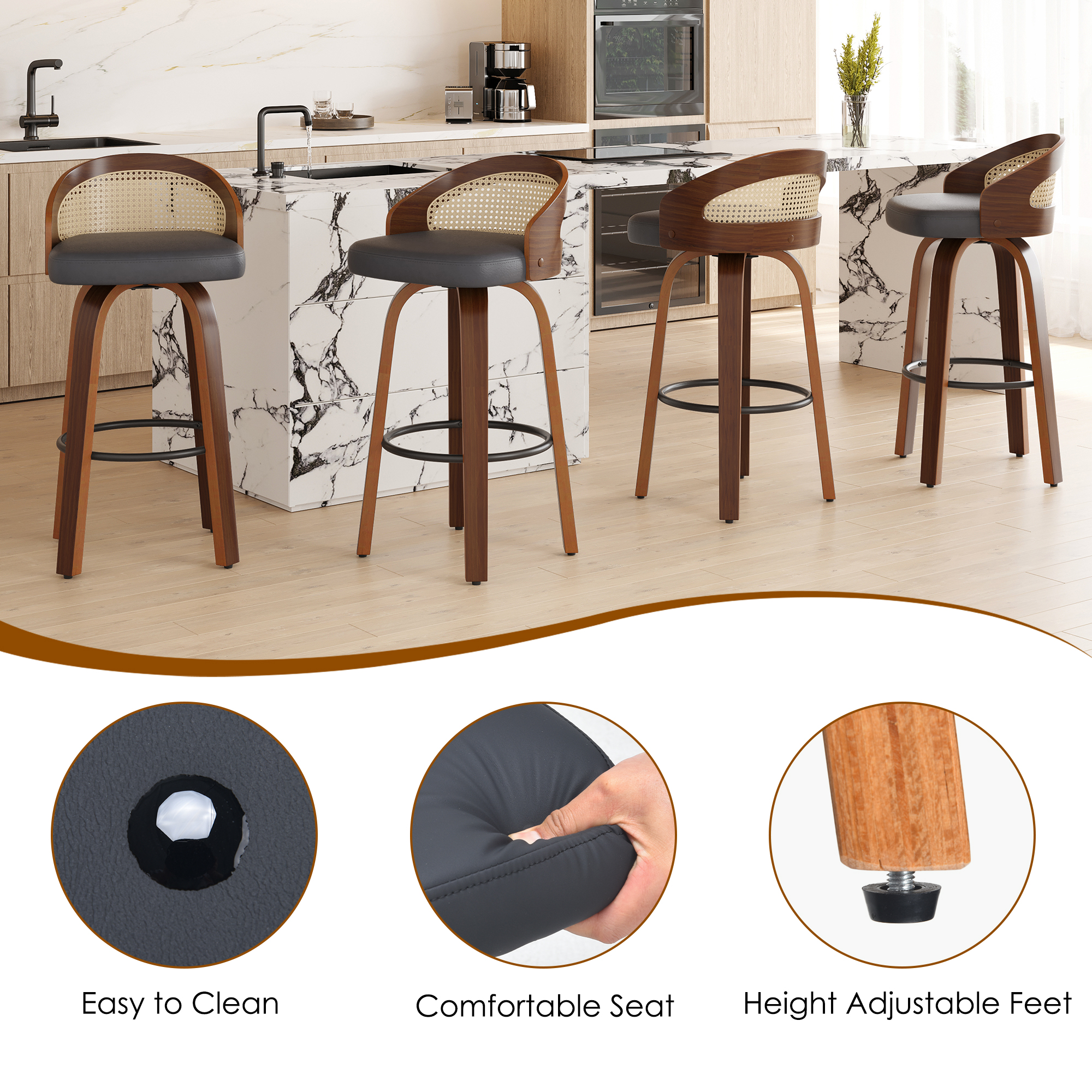 Set of 2 Swivel Bar Stools, Mo - Home Bar Seating recensione e prezzo