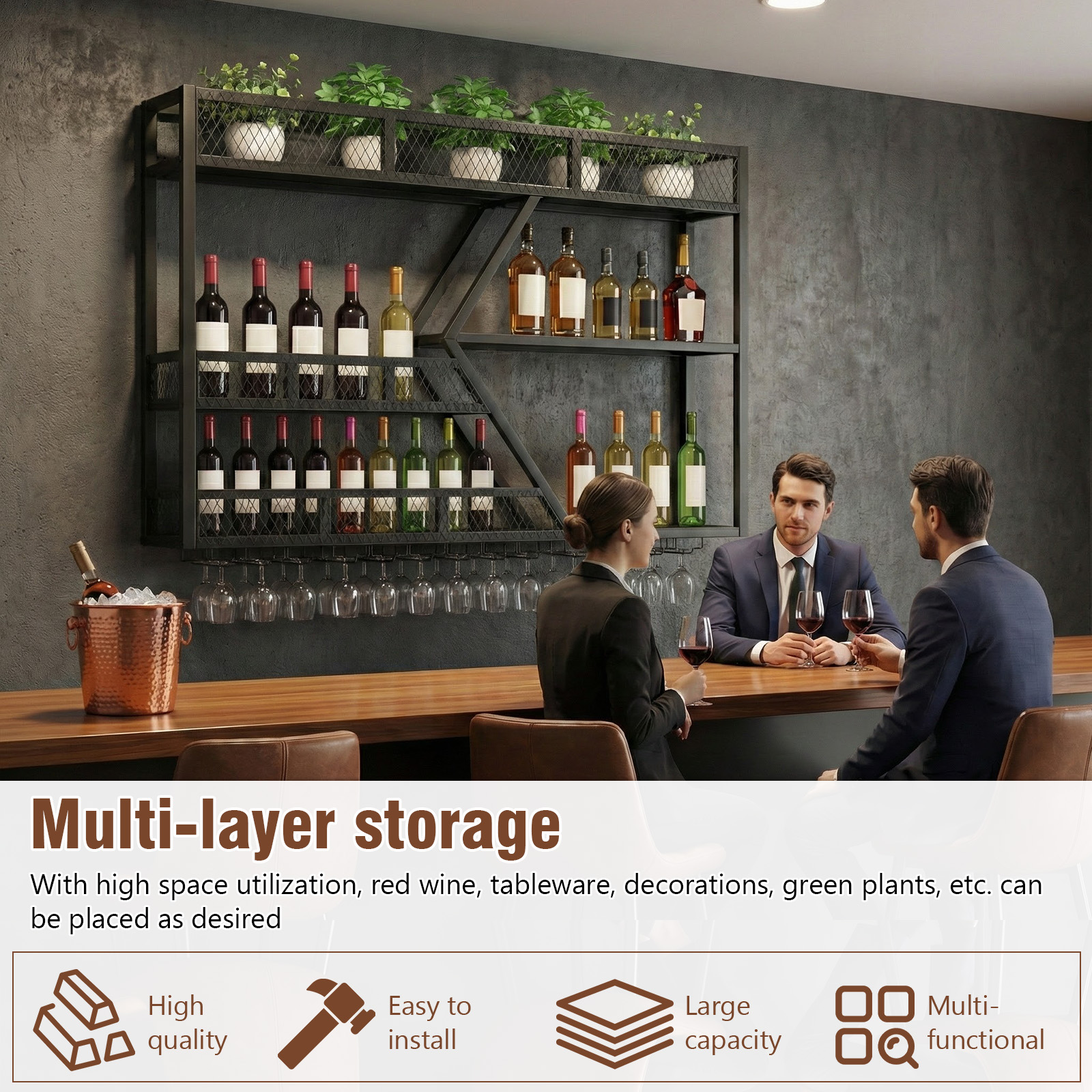 39in 3-Tiers Floating Bar Shel - Home Bar Shelf recensione e prezzo