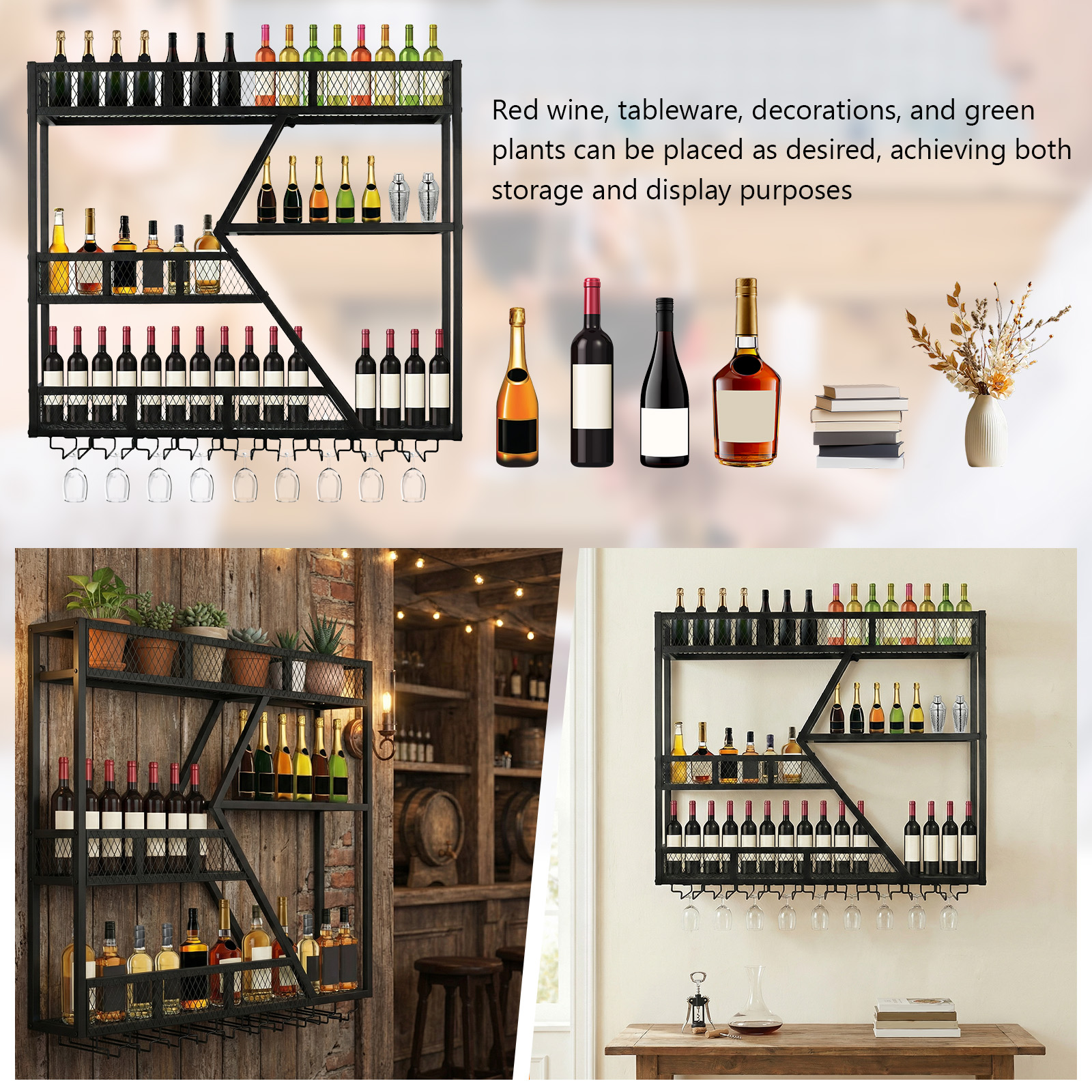 39in 3-Tiers Floating Bar Shel - Home Bar Shelf recensione e prezzo