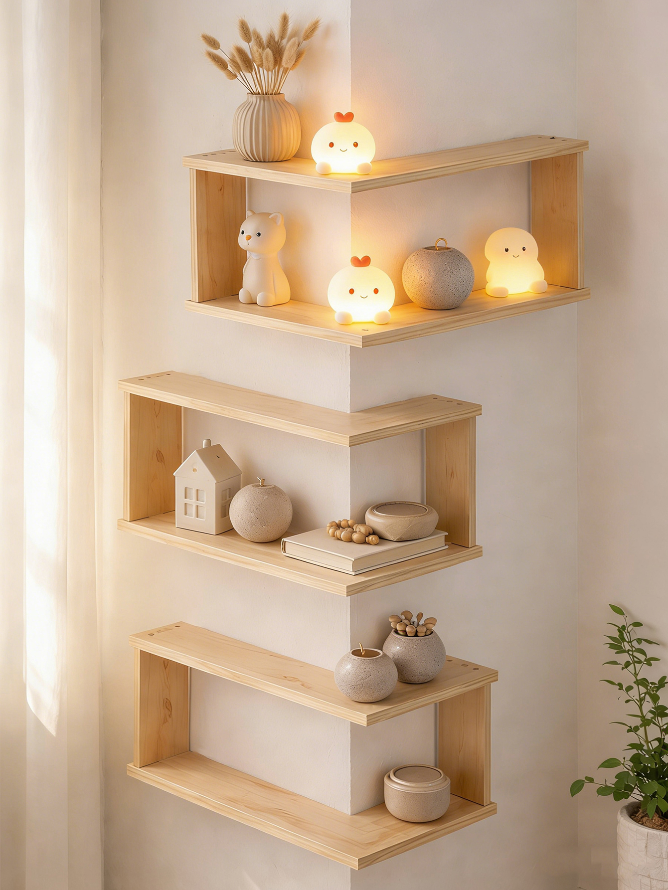 Corner Floating Wooden Shelves - Home Bar Shelves recensione e prezzo