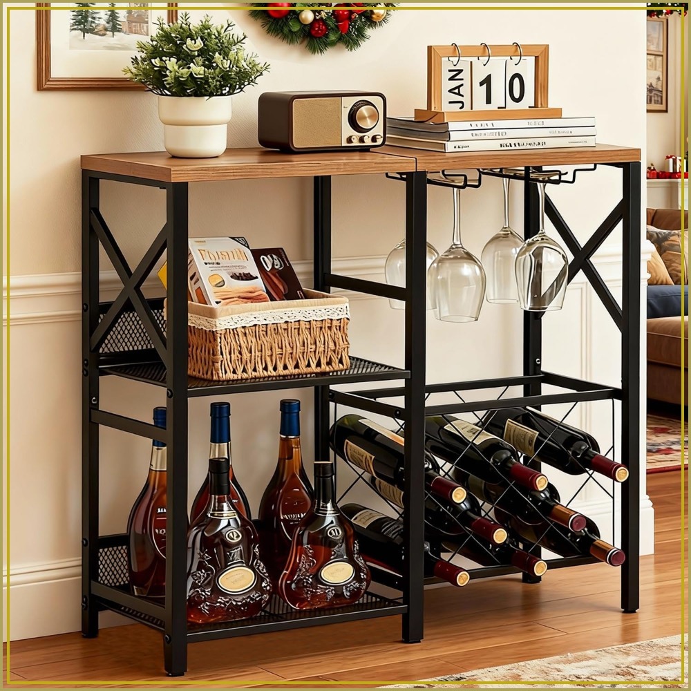 Rustic Freestanding Wine Rack  - Home Bar Shelf recensione e prezzo