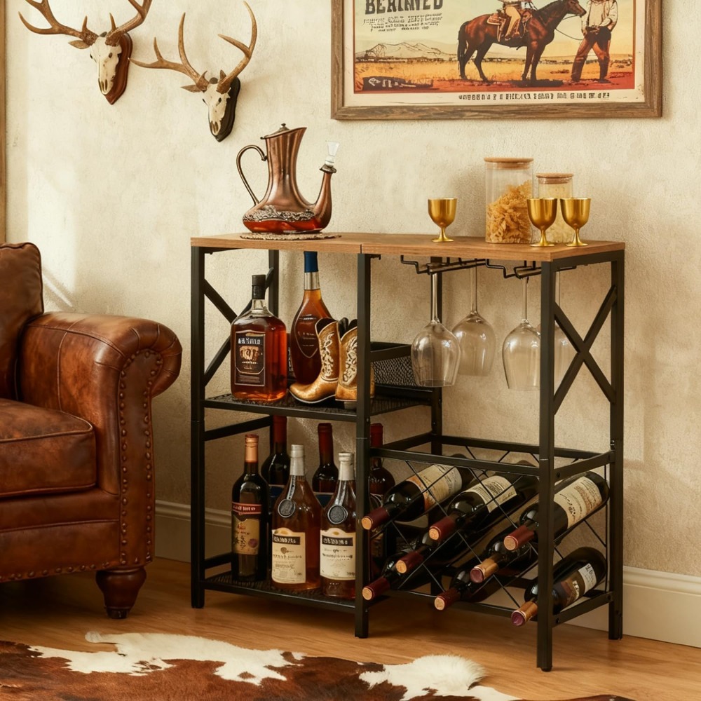 Rustic Freestanding Wine Rack  - Home Bar Shelf recensione e prezzo
