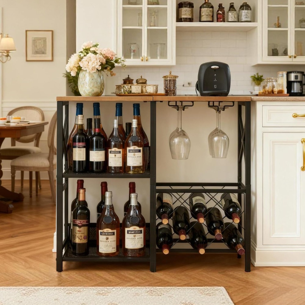 Rustic Freestanding Wine Rack  - Home Bar Shelf recensione e prezzo