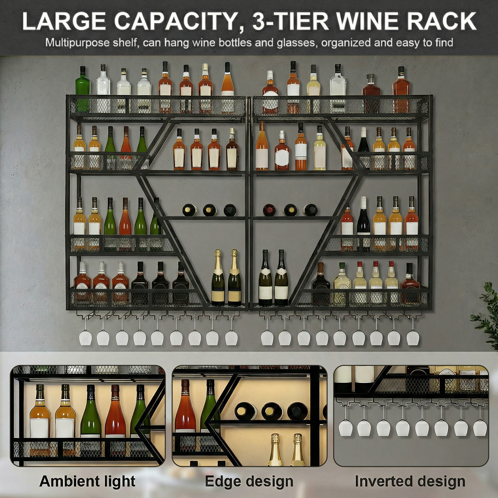 3/4 Tier Wall Mounted Bar Shel - Home Bar Shelf recensione e prezzo