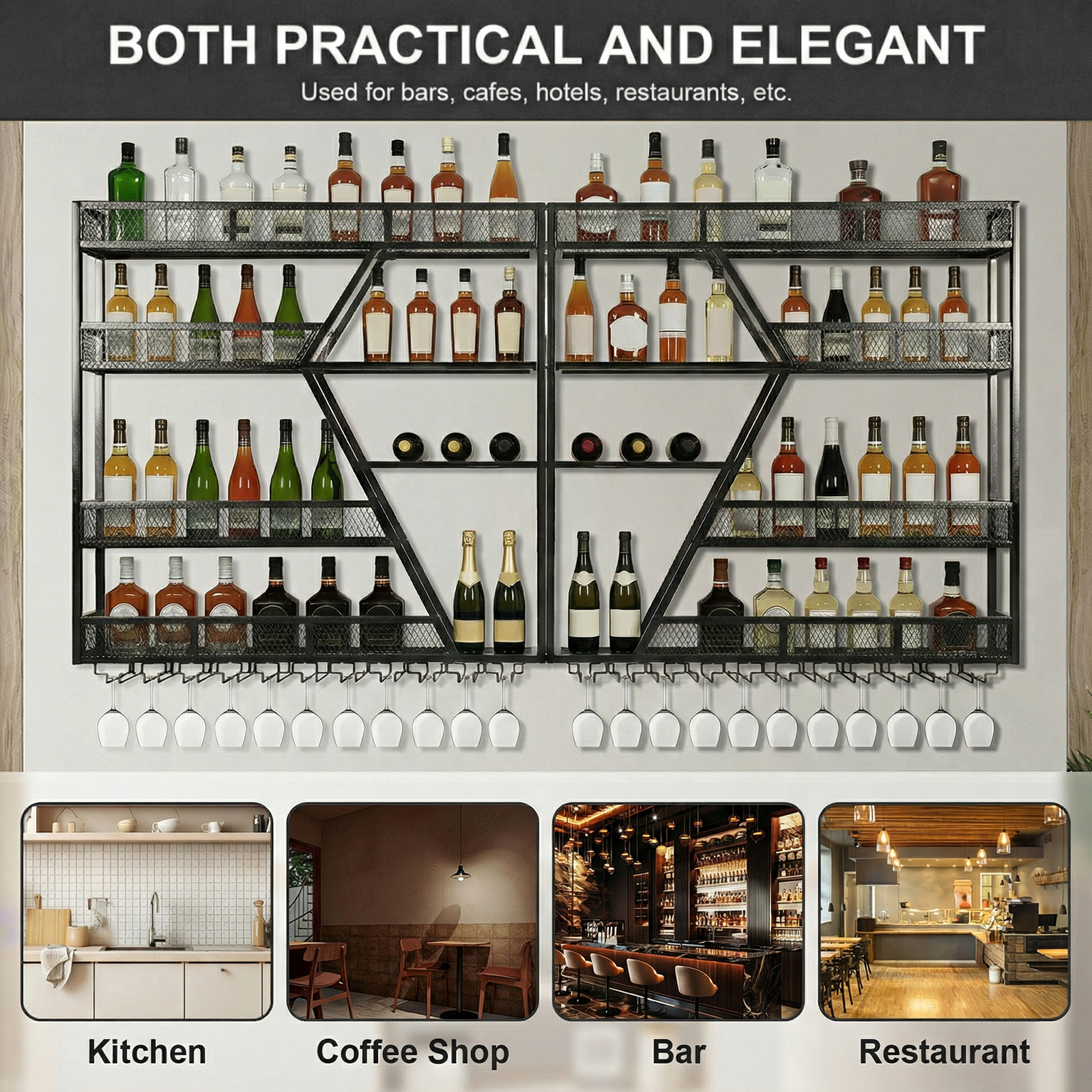 3/4 Tier Wall Mounted Bar Shel - Home Bar Shelf recensione e prezzo