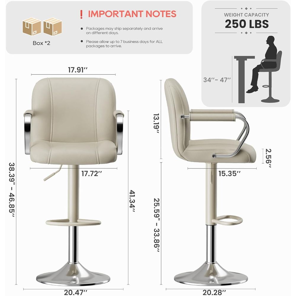 3 Beige Adjustable Swivel Coun - Home Bar Seating recensione e prezzo