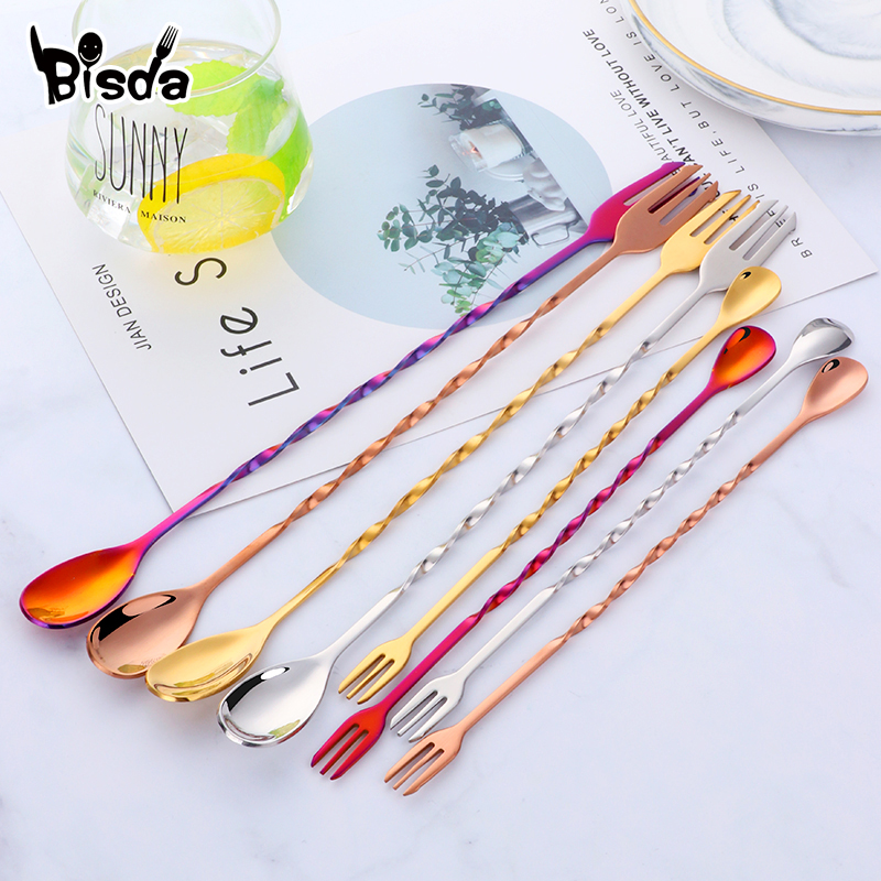 Cocktail Bar Spoons with Fork, - Bar Spoon Twisted recensione e prezzo
