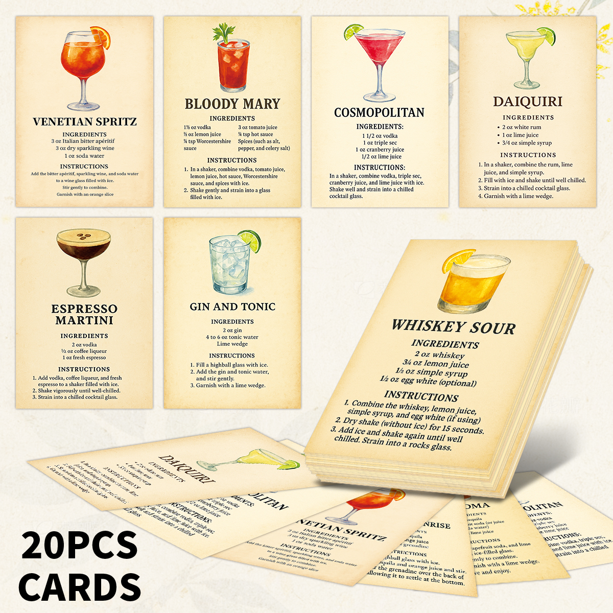 20pcs Cocktail Ingredients Rec - Cocktail Recipe Book recensione e prezzo